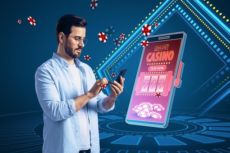 Mobile interface for joining and playing Domino QQ tables Mobile phone showing frive Domino QQ table interface with betting options